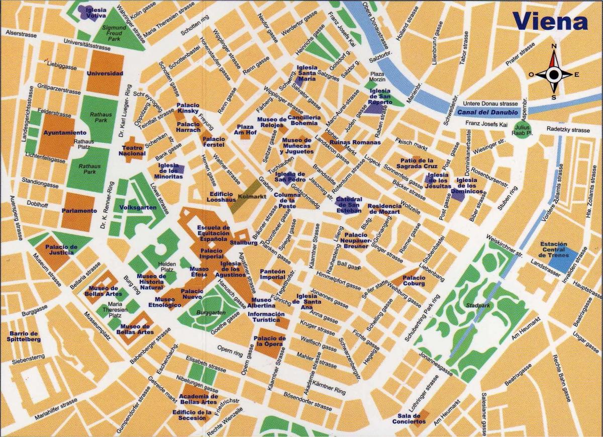 Karte iela centrālās Vīne