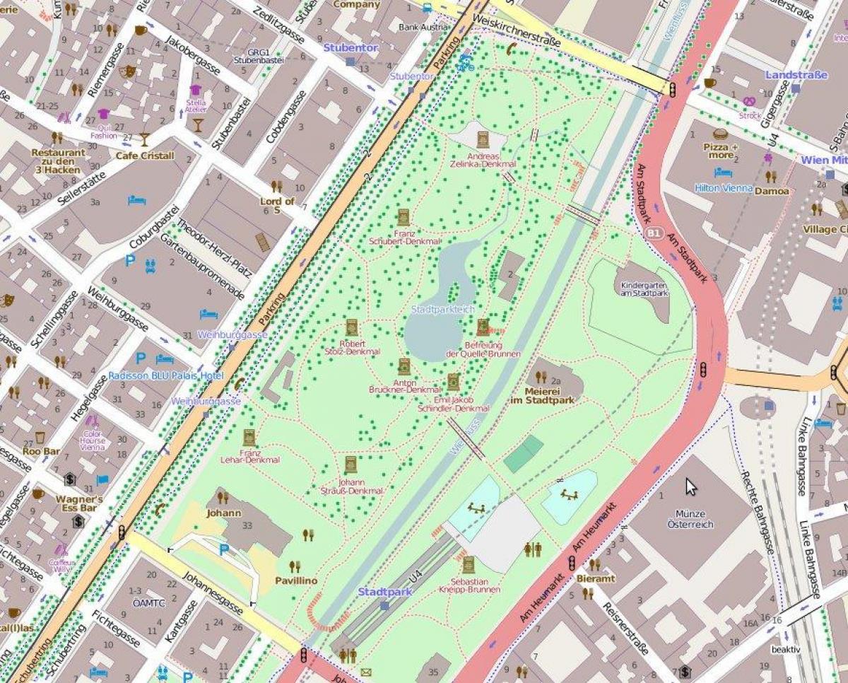 Karte stadtpark Vīne