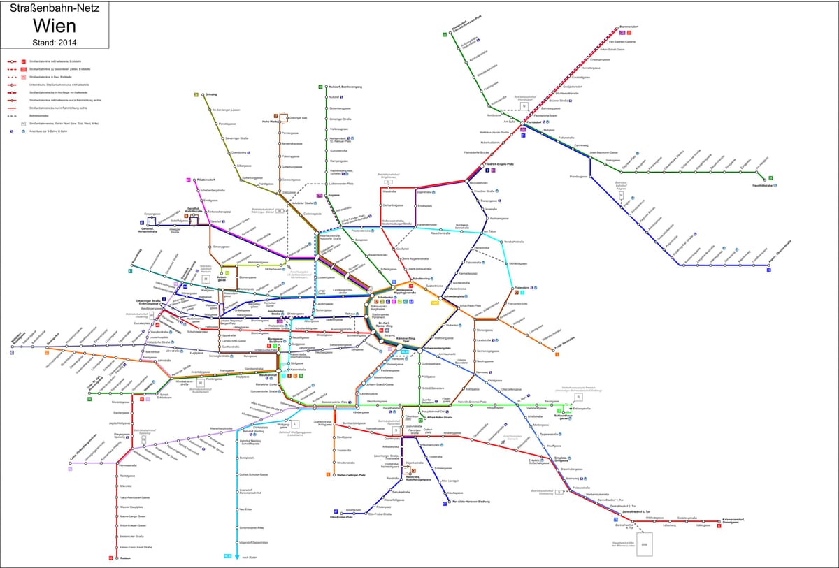 Vīne strassenbahn karte
