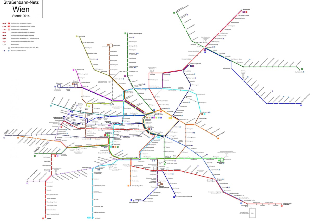 Vīne tramvaja līnijas d karte