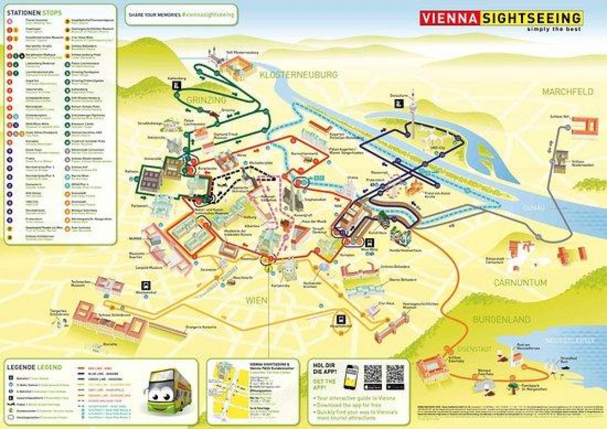 Karte Vīnes apskates autobusu
