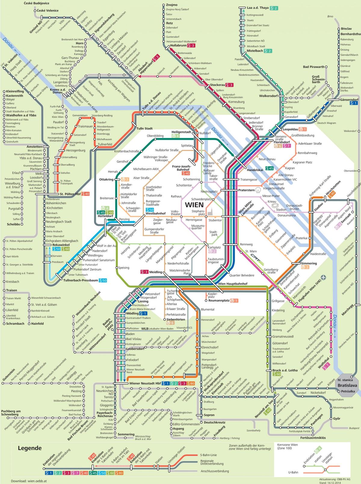 Vīnes piepilsētas dzelzceļa kartes