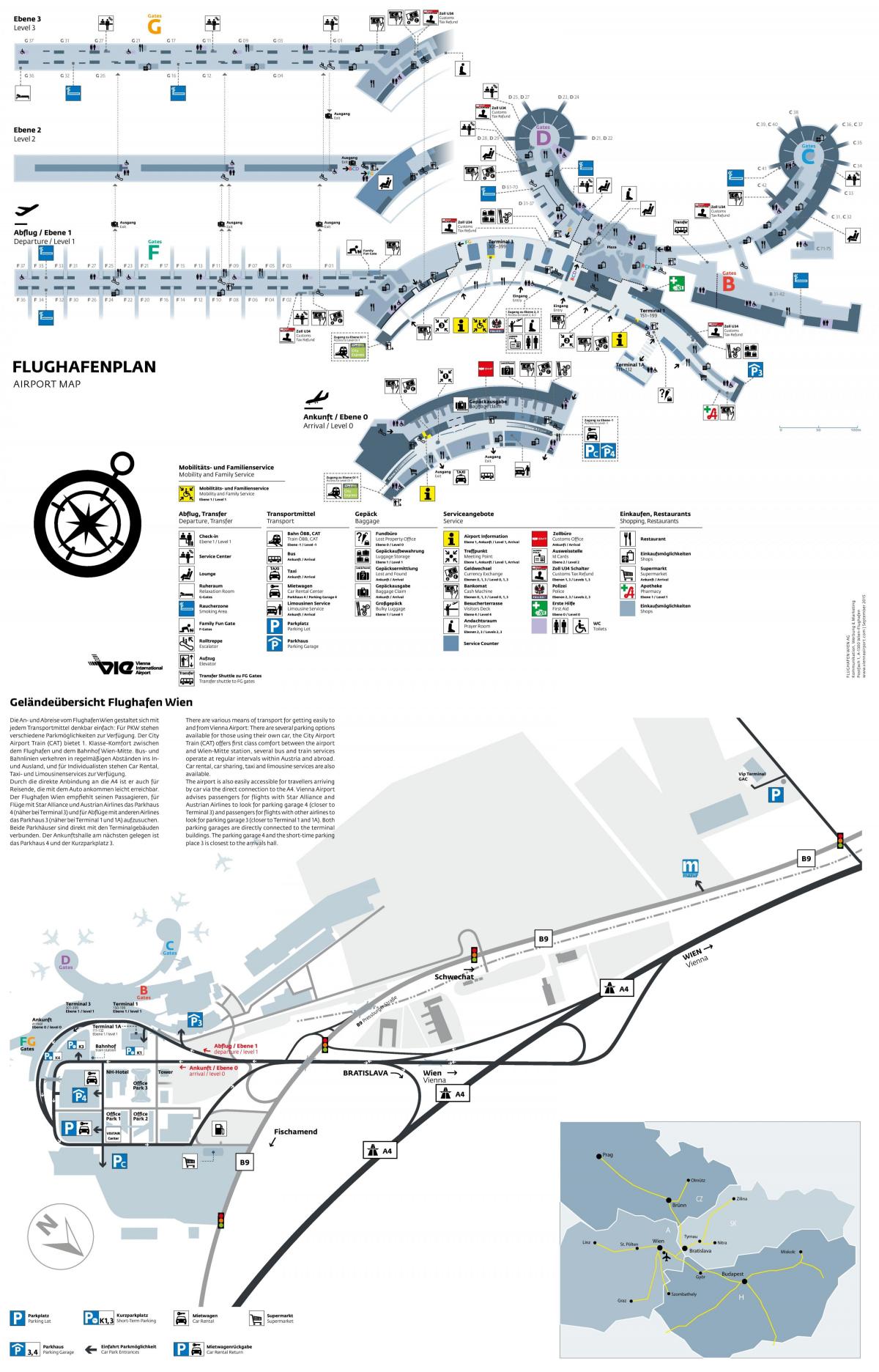Vīnes lidostas izlidošanas karte