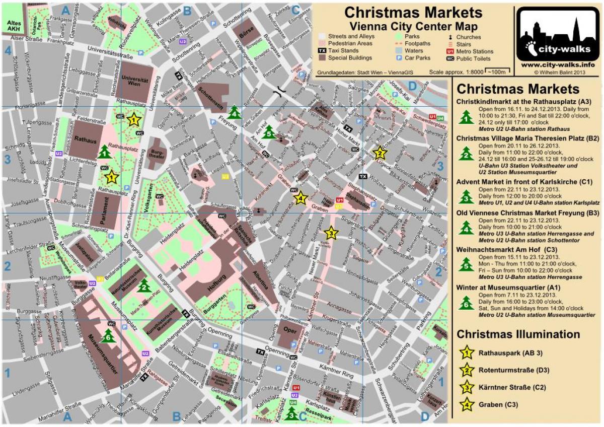 Karte Vīnes ziemassvētku tirdziņš