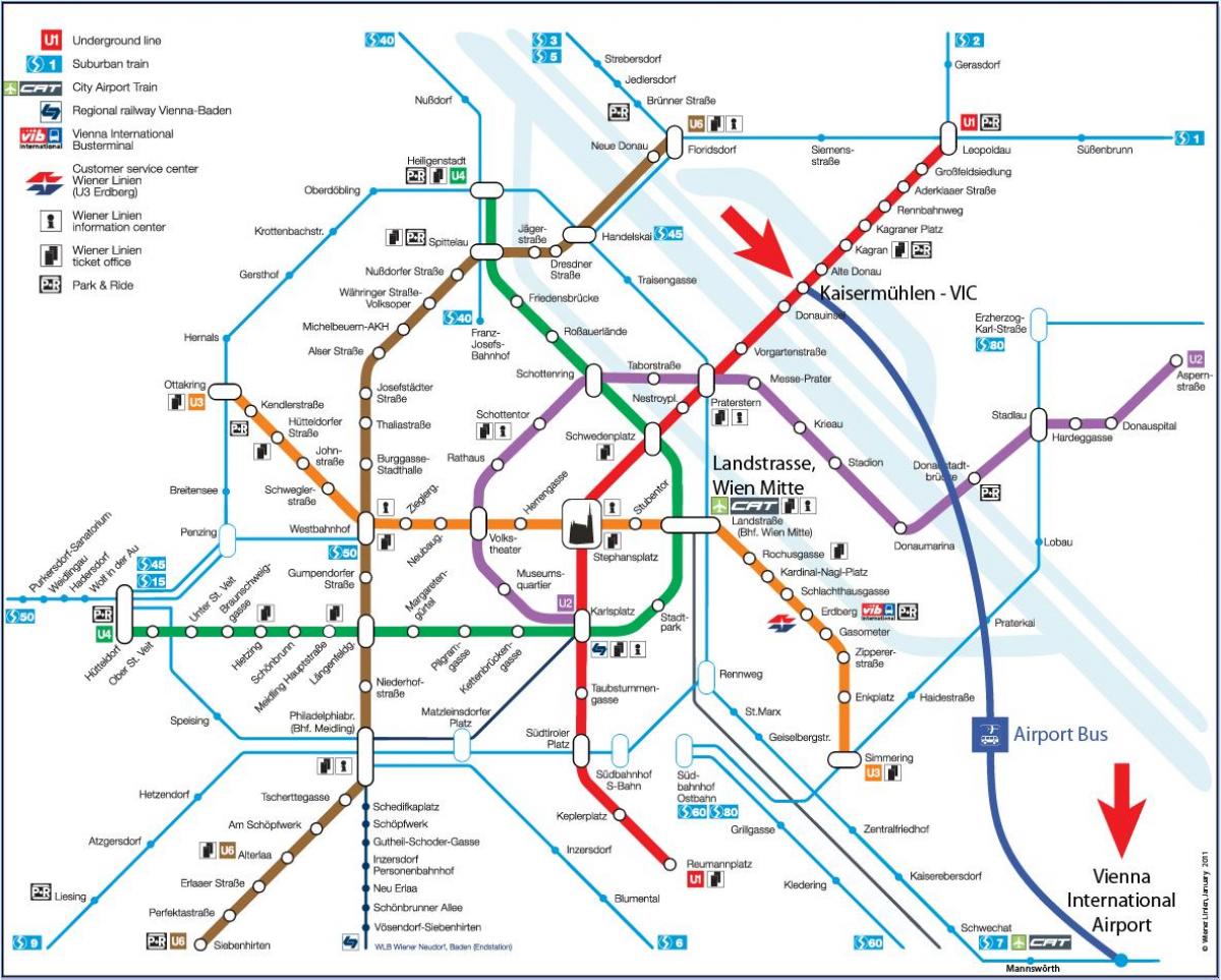 Karte Wien mitte stacijas