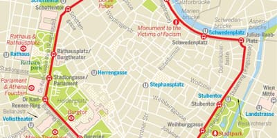 Vīne gredzenu tramvaja maršruta karte